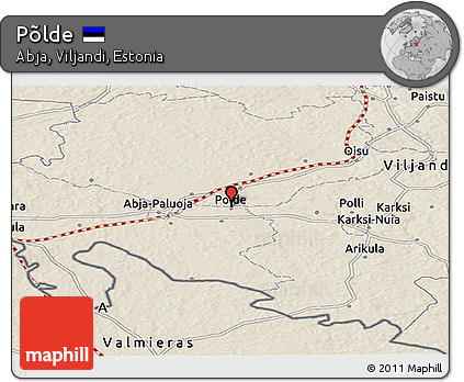 Shaded Relief Panoramic Map of Põlde