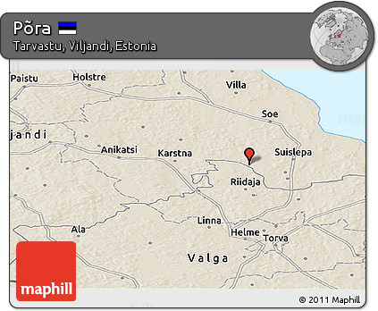 Shaded Relief Panoramic Map of Põra