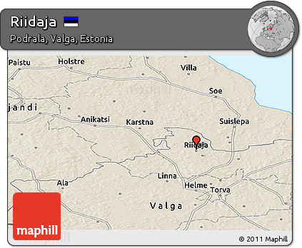 Shaded Relief Panoramic Map of Riidaja