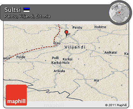 Shaded Relief Panoramic Map of Sultsi