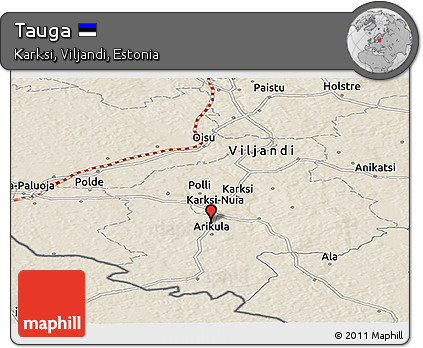 Shaded Relief Panoramic Map of Tauga