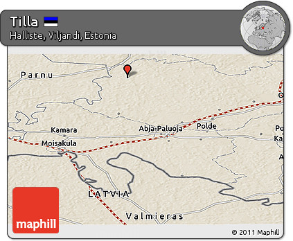 Shaded Relief Panoramic Map of Tilla