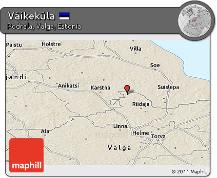 Shaded Relief Panoramic Map of Väikeküla