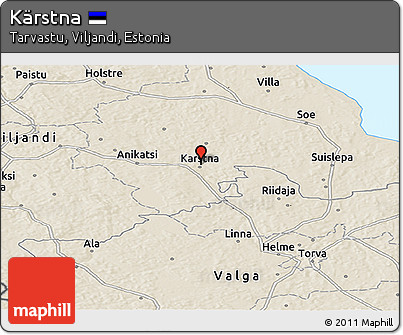 Shaded Relief Panoramic Map of Kärstna