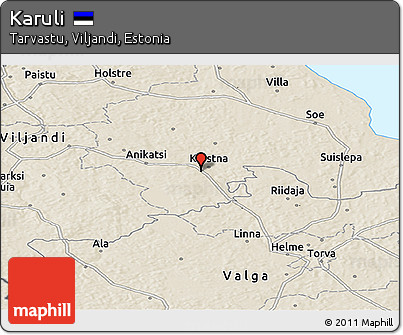Shaded Relief Panoramic Map of Karuli