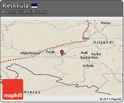 Shaded Relief Panoramic Map of Keskküla