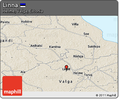 Shaded Relief Panoramic Map of Linna