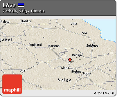 Shaded Relief Panoramic Map of Lõve