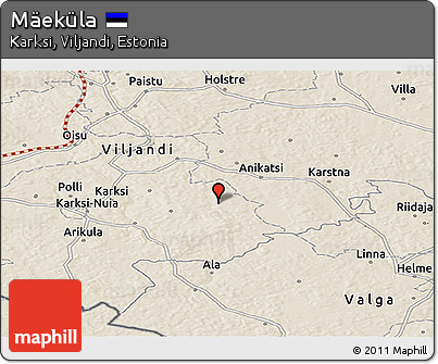 Shaded Relief Panoramic Map of Mäeküla