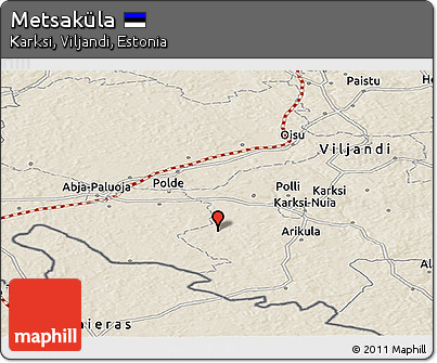 Shaded Relief Panoramic Map of Metsaküla