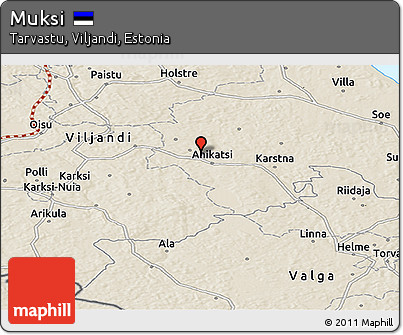 Shaded Relief Panoramic Map of Muksi