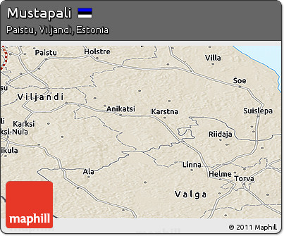 Shaded Relief Panoramic Map of Mustapali