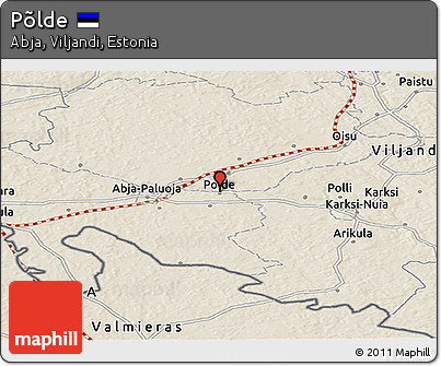 Shaded Relief Panoramic Map of Põlde