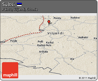Shaded Relief Panoramic Map of Sultsi