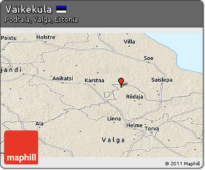 Shaded Relief Panoramic Map of Väikeküla