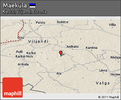 Shaded Relief Panoramic Map of Mäeküla