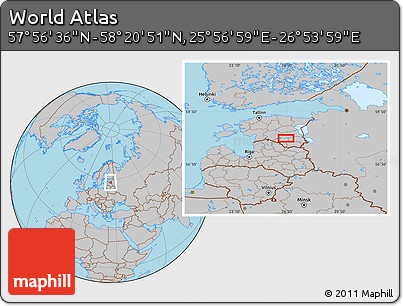 Gray Location Map of the Area around 58° 8' 44" N, 26° 25' 29" E