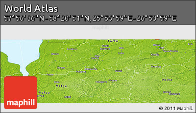 Physical Panoramic Map of the Area around 58° 8' 44" N, 26° 25' 29" E