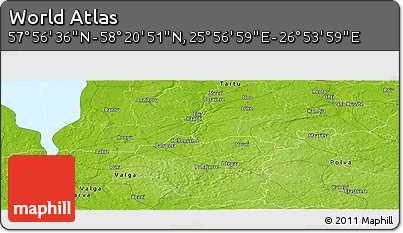 Physical Panoramic Map of the Area around 58° 8' 44" N, 26° 25' 29" E