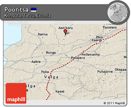 Shaded Relief Panoramic Map of Pööritsa