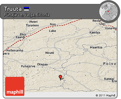 Shaded Relief Panoramic Map of Truuta
