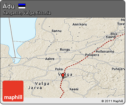 Shaded Relief Panoramic Map of Ädu