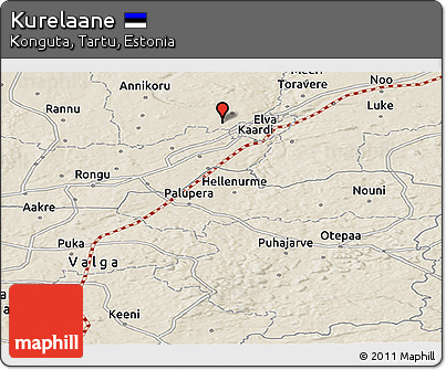 Shaded Relief Panoramic Map of Kurelaane