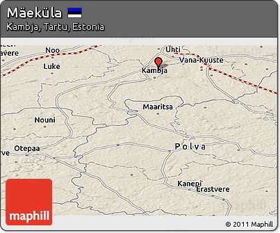 Shaded Relief Panoramic Map of Mäeküla