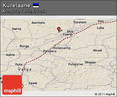 Shaded Relief Panoramic Map of Kurelaane