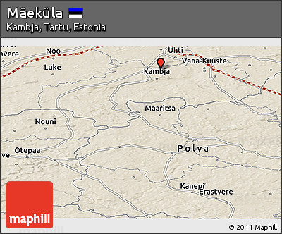Shaded Relief Panoramic Map of Mäeküla
