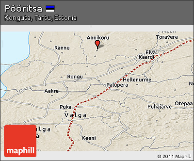Shaded Relief Panoramic Map of Pööritsa