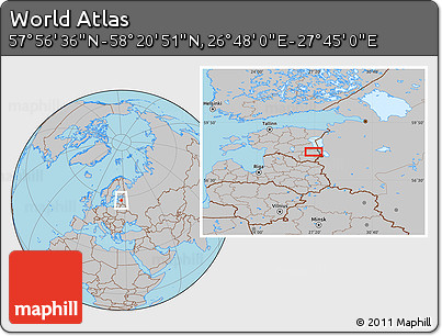 Gray Location Map of the Area around 58° 8' 44" N, 27° 16' 29" E