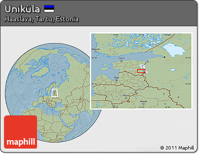 Savanna Style Location Map of Uniküla, hill shading