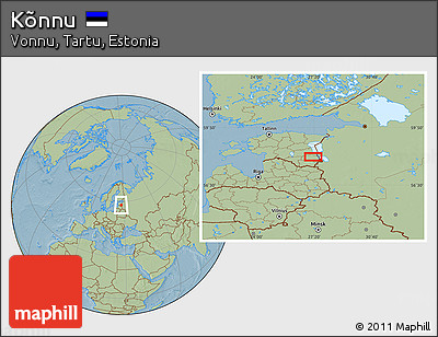 Savanna Style Location Map of Kõnnu, hill shading
