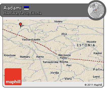 Shaded Relief Panoramic Map of Aadami