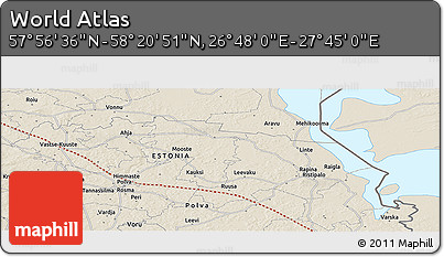 Shaded Relief Panoramic Map of the Area around 58° 8' 44" N, 27° 16' 29" E