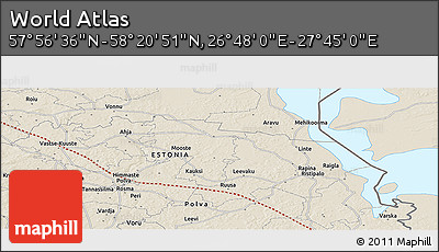 Shaded Relief Panoramic Map of the Area around 58° 8' 44" N, 27° 16' 29" E