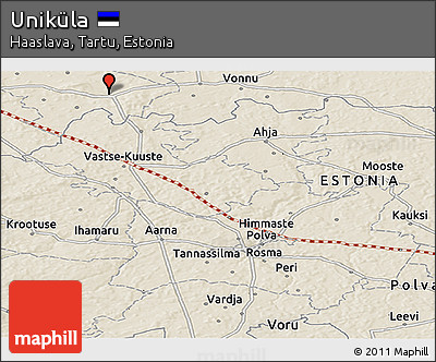 Shaded Relief Panoramic Map of Uniküla