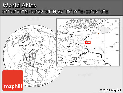 Blank Location Map of the Area around 58° 8' 44" N, 28° 7' 30" E