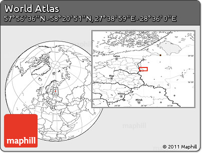Blank Location Map of the Area around 58° 8' 44" N, 28° 7' 30" E