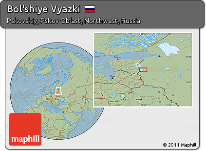 Savanna Style Location Map of Bol'shiye Vyazki, hill shading