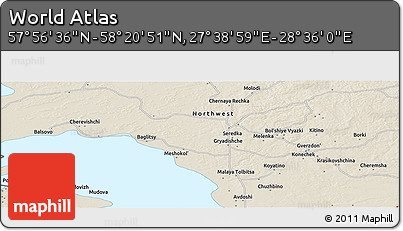 Shaded Relief Panoramic Map of the Area around 58° 8' 44" N, 28° 7' 30" E