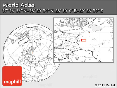 Blank Location Map of the Area around 58° 8' 44" N, 28° 58' 30" E
