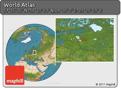 Satellite Location Map of the Area around 58° 8' 44" N, 28° 58' 30" E