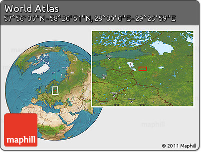 Satellite Location Map of the Area around 58° 8' 44" N, 28° 58' 30" E