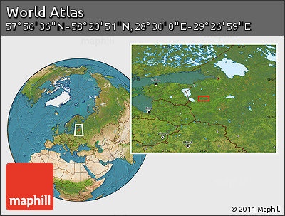 Satellite Location Map of the Area around 58° 8' 44" N, 28° 58' 30" E