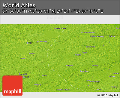 Physical 3D Map of the Area around 58° 8' 44" N, 29° 49' 30" E