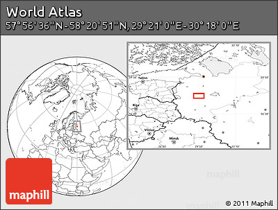 Blank Location Map of the Area around 58° 8' 44" N, 29° 49' 30" E