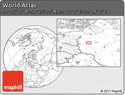 Blank Location Map of the Area around 58° 8' 44" N, 29° 49' 30" E