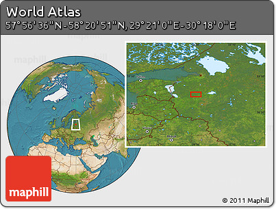 Satellite Location Map of the Area around 58° 8' 44" N, 29° 49' 30" E